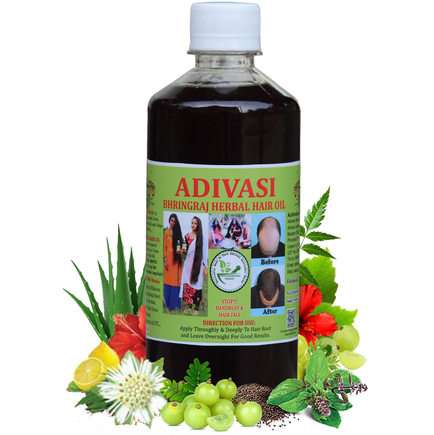 Adivasi Bhringraj Herbal Hair Oil [500ml](with adivasi traditional ayurvedic technique)