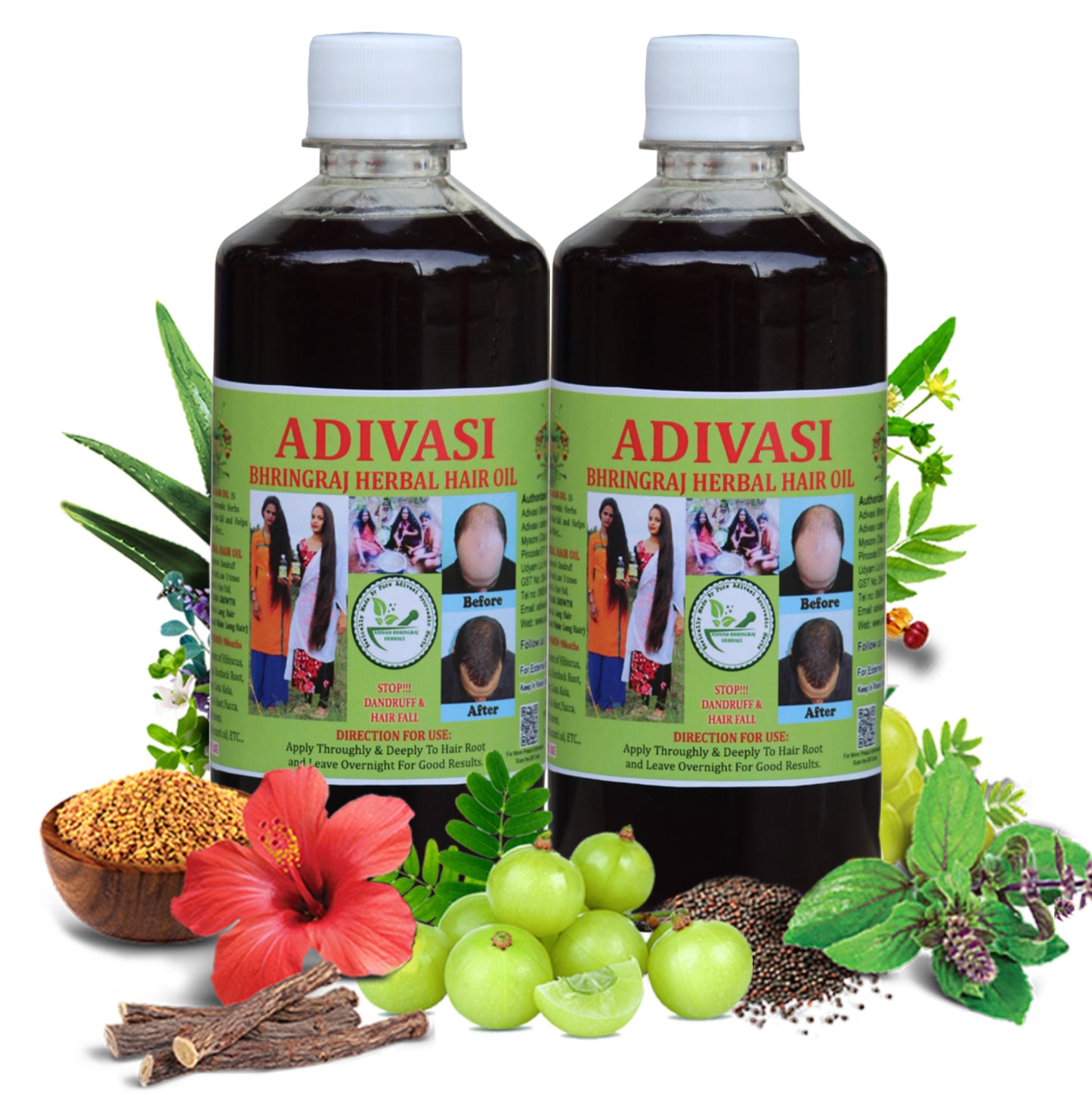 Adivasi Bhringraj Herbal Hair Oil [1000ml](with adivasi traditional ayurvedic technique)